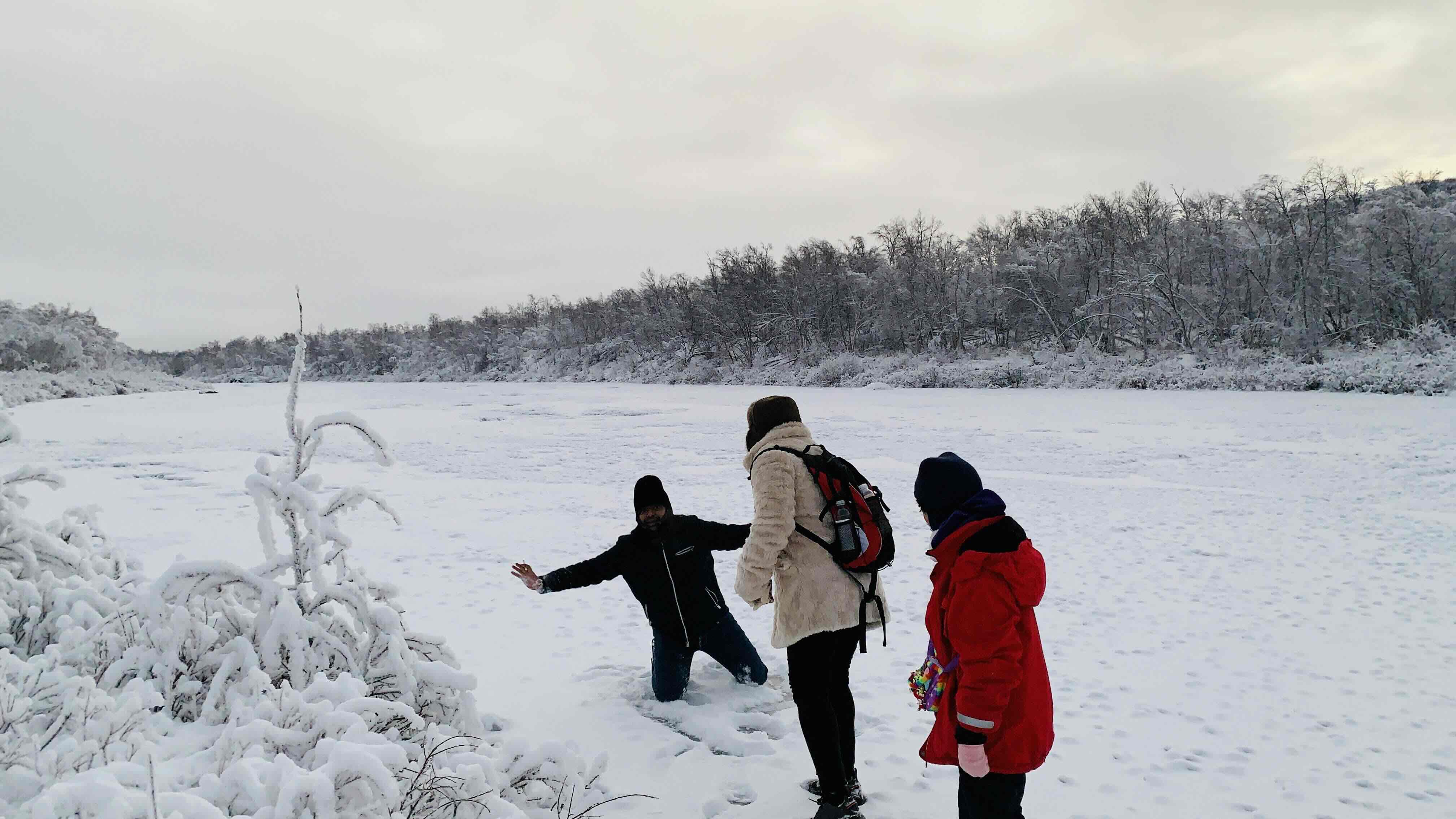slipped in icy river